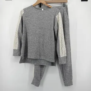 FN by Flora Nikrooz Womens‎ Gray Lace Trim Lounge Set Pajamas 2PC Medium thumbnail 4