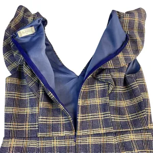 Altar'd State Size Medium Soft Dress Flutter Sleeves Stretch Plaid Blue‎ V Neck thumbnail 7