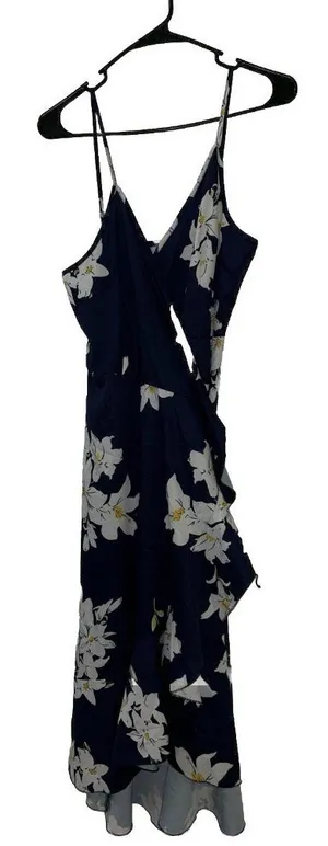 Floral Mesh Maxi Dress Size M Halter Asymmetrical Fairy thumbnail 1