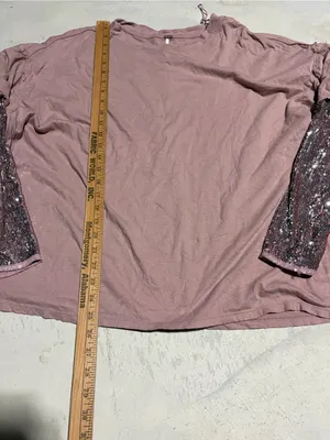Free people sequin sleeve Rose Pink Long Sleeve Top XS thumbnail 5