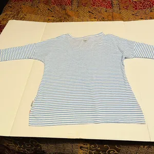 Columbia PFG Blue White Stripe 3/4 Sleeve Women Medium Shirt Top Nautical Summer thumbnail 11