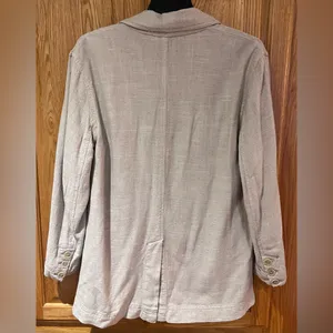 We‎ The Free Oversized Linen Blend Beckett Boyfriend Blazer Jacket in Oatmeal XS thumbnail 12