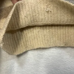 VTG Wool M Beige Intarsia People Graphic Patchwork Crewneck Sweater Winter Artsy thumbnail 4