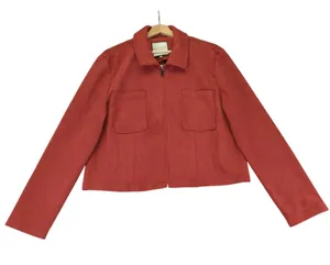 BAGATELLE Women's Rust Red Faux Suede Zip Front Jacket XL Casual‎ thumbnail 1