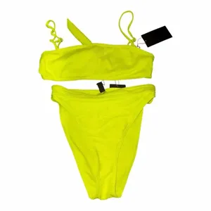 ✨South Beach Mix and Match Ribbed Neon Yellow Sz 4 Bikini Set✨ thumbnail 5