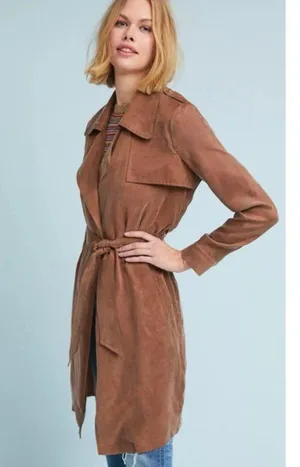 Anthropologie x Moth Carrie Belted Trench Coat Size X-Small Open NO BELT thumbnail 4
