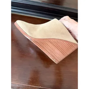 Joie Suede Wedge Mules Womens 38 Tan Wood Heel‎ Slip On Excellent Boho Casual thumbnail 10