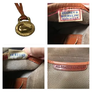 Dooney & Bourke Vintage Essex saddlebag‎ taupe & cognac AWL pebble crossbody bag thumbnail 14