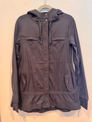 Lululemon Apres Practice Anorak Jacket Coal Grey Pinstripe Size 4 thumbnail 2