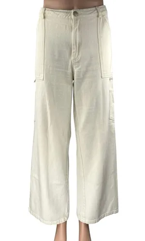 Riley Hubatka x Peppermayo White High Waist Wide Leg Palazzo Trousers Pants Sz 8 thumbnail 1