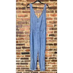 Michael Stars Blue Chambray Sleeveless Overall Jumpsuit Women's Size Large thumbnail 2