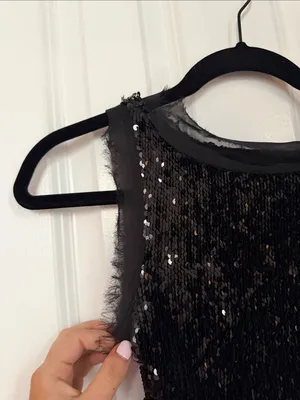 KHY by Kylie Sequin Mesh Trimmed Crop Top XXS thumbnail 3