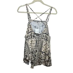 Free People Hey Girl Paisley Tan Strappy Handerkerchief Crop Top NWT Sz. M thumbnail 2