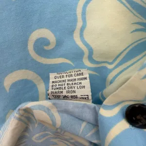 Max Boy Blue Cream Hawaiian Print Button Down Mens Short Sleeve Shirt Size Large thumbnail 10