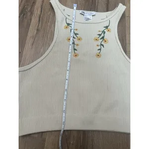 ZARA‎ SEAMLESS EMBROIDERED TOP | ZARA SUNFLOWERS Sz XS thumbnail 9