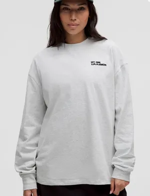 lululemon heavyweight cotton crewneck Gray Long Sleeve Tee. NWT XL thumbnail 1