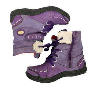TMA Eyes Leather Lined Ankle Boots Womens EU 38 US 7.5 Purple Zip & Lace Up Snow thumbnail 1