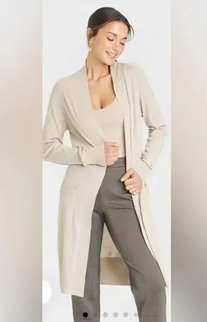 NEW Oatmeal Women’s Duster Lightweight Long Cardigan 2X thumbnail 2