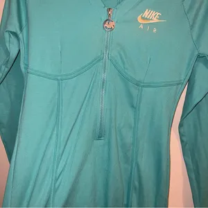 Nike Air Ribbed Long Sleeve Teal 1/2 Zip Athletic Dress thumbnail 9