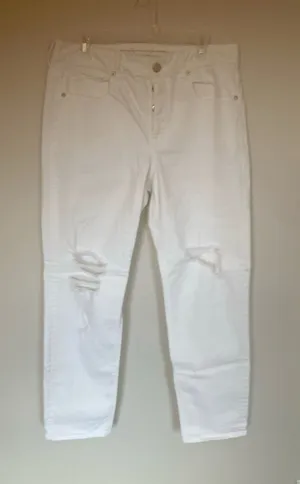 American Eagle Womens Jeans Womens 12 White Denim Distressed Button Fly thumbnail 1