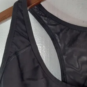 VS PINK L Athletic Racerback Bra In Black W White Dog thumbnail 5