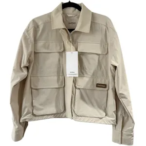 Halfdays Nan‎ Field Jacket Womens Small Oatmilk Beige Cargo Hiking Coat Full Zip thumbnail 1