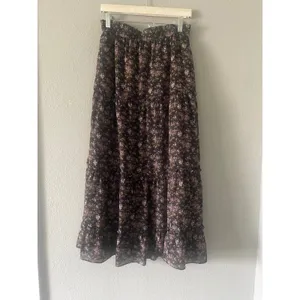 Madewell Crinkle Georgette Tiered Maxi Skirt in Blurred Blooms thumbnail 5