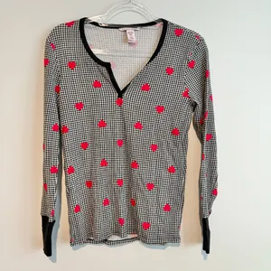 Victoria’s‎ Secret She Loves it Heart Print Thermal long sleeve pajama top small thumbnail 2