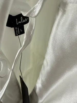 NWT Lulus Modern Adoration White Satin Backless Lace-Up Maxi Dress White Large L thumbnail 16