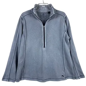 Tommy Bahama 100% Cotton Grey/Blue Half Zipup Sports Sweater Women’s Size M thumbnail 1