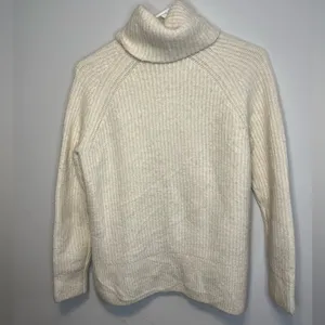 Madewell Mercer Ivory Thick Knit Wool Blend Turtleneck Sweater Sz S thumbnail 9