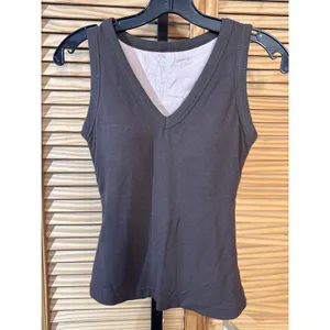 OGL Softly V Neck Built In Bra Tank Top Slate Blue Ribbed Women Size XS NWT thumbnail 3