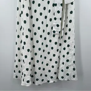 PEONY Le Spot Maxi Skirt SZ 2 Green Polka Dot Thigh High Slit eco-Conscious NWT thumbnail 11
