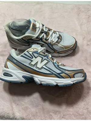 New Balance White Sneakers with Gold and Blue Accents 153 thumbnail 3