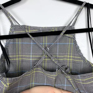 Garage‎ Regina Halter Plaid Cropped Fitted Stretch Retro Inspired Strappy Medium thumbnail 5
