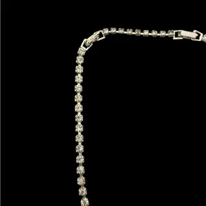 Vintage Estate Silver Clear Rhinestones Necklace Classic Formal thumbnail 6