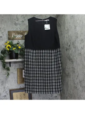 NWT Kasper Sheath Dress with Tweed Skirt 10916487 Black Multi 20W thumbnail 3
