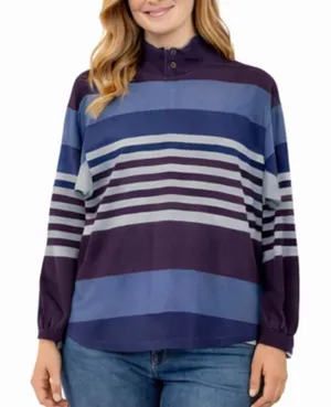 L.L. Bean vintage purple striped rugby tunic pullover sml thumbnail 1