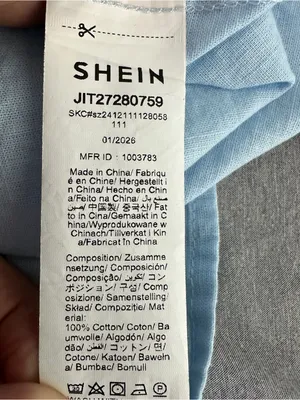 SHEIN Women’s Blue Tie Front Smocked Waist Midi Dress Size Medium 100% Cotton thumbnail 5
