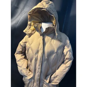 Lands End Tan‎ Quilted Puffer Jacket with Detachable Hood Petite Large 14-16 thumbnail 2