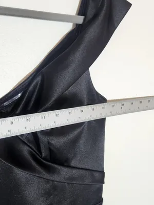 Morilee by Madeline Gardner Black Satin Formal Gown Size 8 thumbnail 6