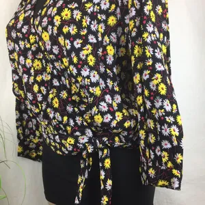 Madewell Black French Moody Dark Floral Wrap Long Sleeve Top S NEW thumbnail 6