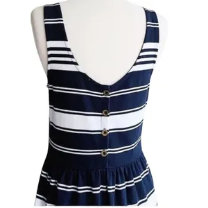 Jcrew Striped Nautical Villa Navy Blue White Tank Dress Button Back M thumbnail 7