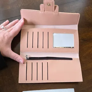 Minimalist Trifold Long Wallet - Dusty Rose Women’s Slim Clean Girl thumbnail 3