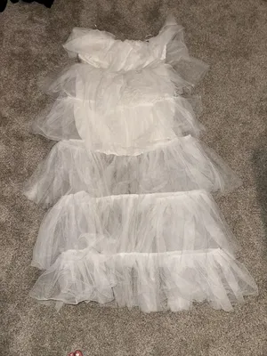 Bridal Tulle High Low Dress White Size L thumbnail 3