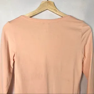Daily Ritual Peach‎ Orange Supima Cotton V-Neck 3/4 Sleeve Long Sleeve S thumbnail 6