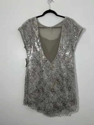 NEW Free People Sz Small Midnight Dreamer Shattered Glass Sequin Tunic MiniDress thumbnail 5