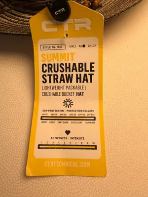 CTR Summit Crushable Straw Hat Brown Mix M/L UPF 40+ Packable Sun Hat NWT thumbnail 8