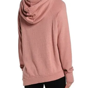 Good hYOUman Woman Up Lace-Up Hoodie Corset Asymmetric Heathered Pink Oversized thumbnail 2