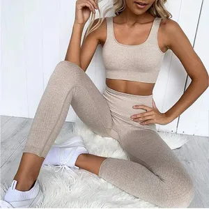 💖 NWOT‎ Tan Matching Activewear Set Bra & Leggings thumbnail 1